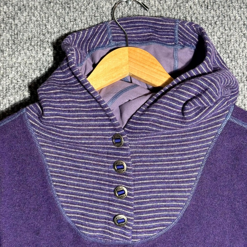 Kuhl Sweater Purple Chianti Fleece Hooded Button-Up Gorpcore Women's Size Medium - Picture 5 of 7
